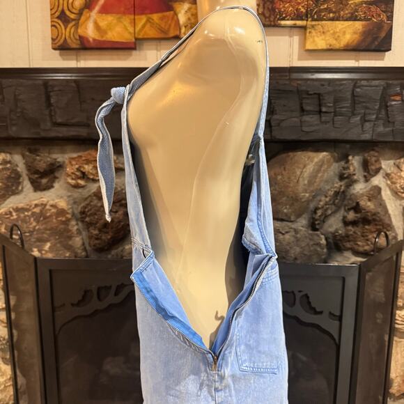 &Merci Women's Wide Leg Long Overalls Carpenter Cottage sz Small Light Blue Wash - Picture 9 of 13